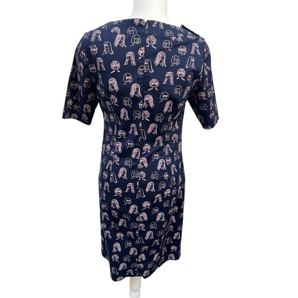 Boden Iona Chit Chat Button Detail Sheath Dress Women's Size 4L Blue - Picture 3 of 5